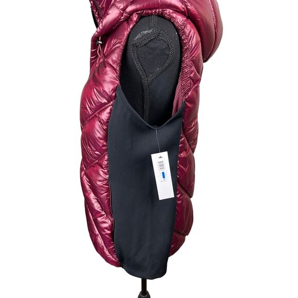 DKNY Women's Hooded Puffer Vest w/ Contrast Scuba & Faux Fur Collar NWT SIZE XL - Picture 3 of 9